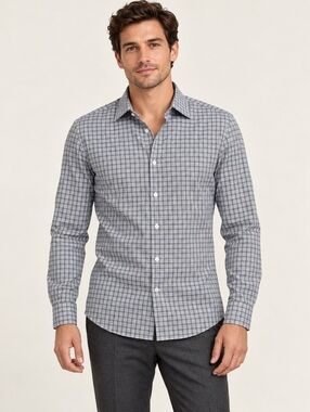 BOSS Hugo Boss Slim Fit Stretch Plaid Dress Shirt Men’s M 39 15.5